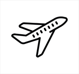 Airport set of web icons in line style. Air travel icons including plane, ticket, passport, luggage, transport, check-in, pilot, stewardess, duty free shop. Editable stroke. Vector illustration