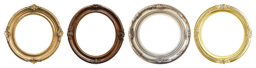 PNG Elegant vintage round frames, element set on transparent background