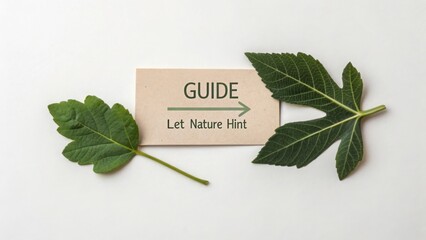 Arrow shaped leaf with a Guide card on a white background