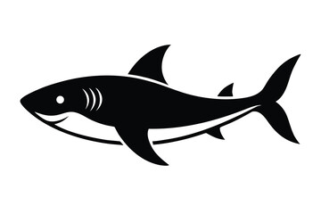 swimming shark silhouette vector illustration on black colour and white background