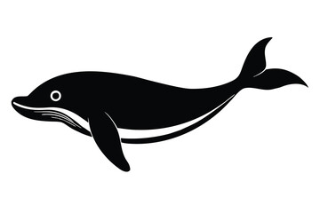 swimming whale silhouette vector illustration on black colour and white background