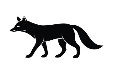 walking fox silhouette vector illustration on black colour and white background