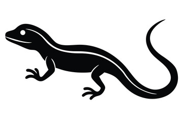 crawling lizard silhouette vector illustration on black colour and white background