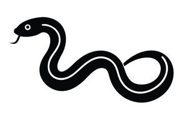 crawling snake silhouette vector illustration on black colour and white background