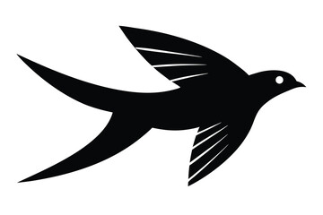 flying bird silhouette vector illustration on black colour and white background