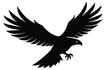 Obraz premium flying eagle silhouette vector illustration on black colour and white background