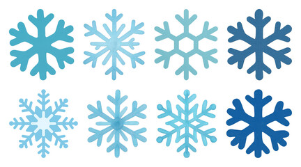 Fototapeta premium PNG Diverse blue snowflake designs, element set on transparent background