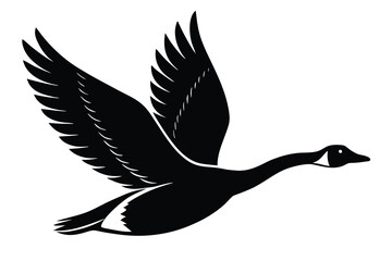 flying goose silhouette vector illustration on black colour and white background