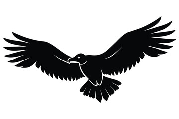 Obraz premium flying vulture silhouette vector illustration on black colour and white background