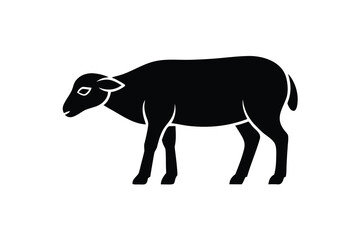 grazing sheep silhouette vector illustration on black colour and white background