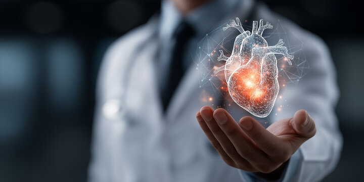 Scientific discovery of heart function summaries medical research lab digital visualization clinical environment close-up view