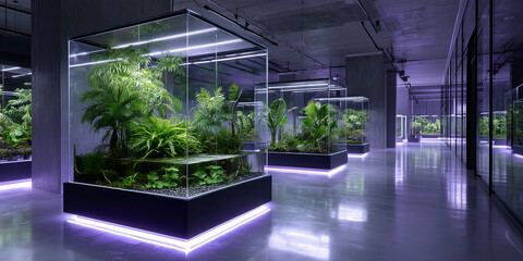 Scientific discovery summaries in a modern botanical research facility indoor plants contemporary environment innovative viewpoint