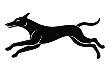 jumping dog silhouette vector illustration on black colour and white background