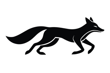 running fox silhouette vector illustration on black colour and white background