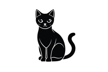 sitting cat silhouette vector illustration on black colour and white background