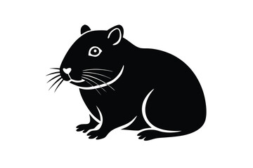 sitting hamster  (1) silhouette vector illustration on black colour and white background