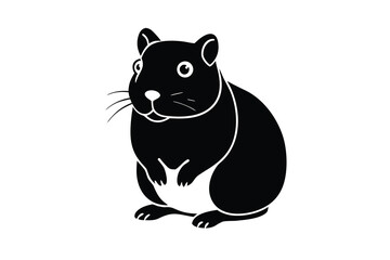 sitting hamster silhouette vector illustration on black colour and white background