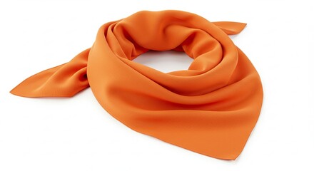 A vibrant orange bandana scarf elegantly folded on a clean white background.