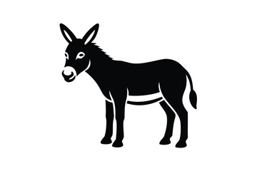 standing donkey silhouette vector illustration on black colour and white background