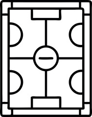 Clean line icon of soccer pitch top down view.