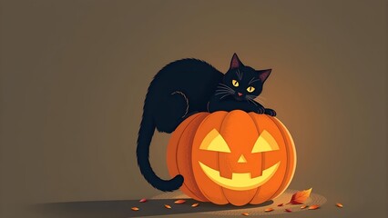 Cute Halloween Animal Pumpkin Scene