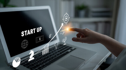 A business start up growth strategy from idea to success. The process of funding, planning, and...