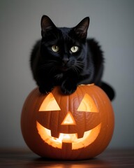 Cute Halloween Animal Pumpkin Scene