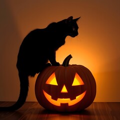Cute Halloween Animal Pumpkin Scene