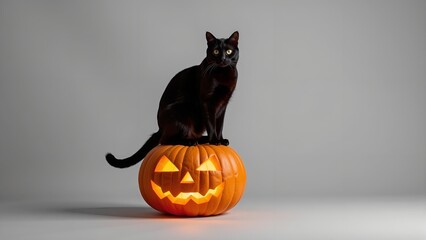 Cute Halloween Animal Pumpkin Scene