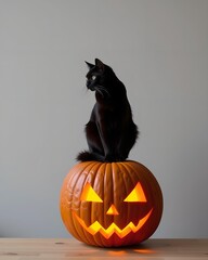 Cute Halloween Animal Pumpkin Scene