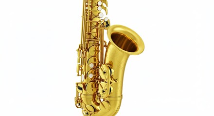 Golden Saxophone Musical Instrument Close Up Studio Shot.