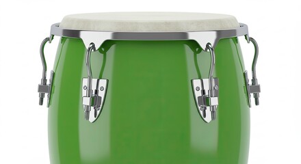 Green Conga Drum Close Up Studio Shot.