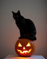 Cute Halloween Animal Pumpkin Scene