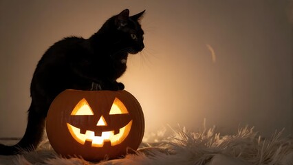 Cute Halloween Animal Pumpkin Scene