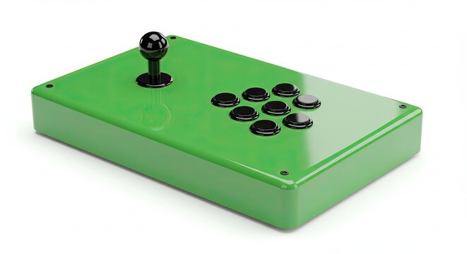 Green Arcade Fight Stick Controller for Video Games.