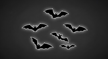 Naklejka premium Silhouette Bats Flying in Night Sky.