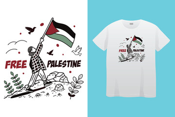 Palestine design vector, Save Palestine illustration for banner, t-shirt, poster, sticker, badges, social media design. Hand-Drawn Lettering Phrase, Calligraphy Graphic Typography. 