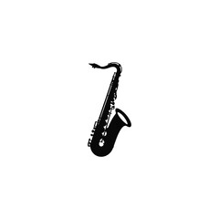 Naklejka premium A Bold Silhouette of a Saxophone Radiating Musical Energy and Artistic Flair A Timeless Symbol of Jazz and Creative Expression