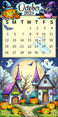 Halloween Night October 2025 Calendar
