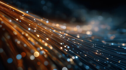 Illuminating Fiber Optic: A dynamic display of fiber optic cables, transmitting data and energy with a mesmerizing dance of light. A vision of modern communication