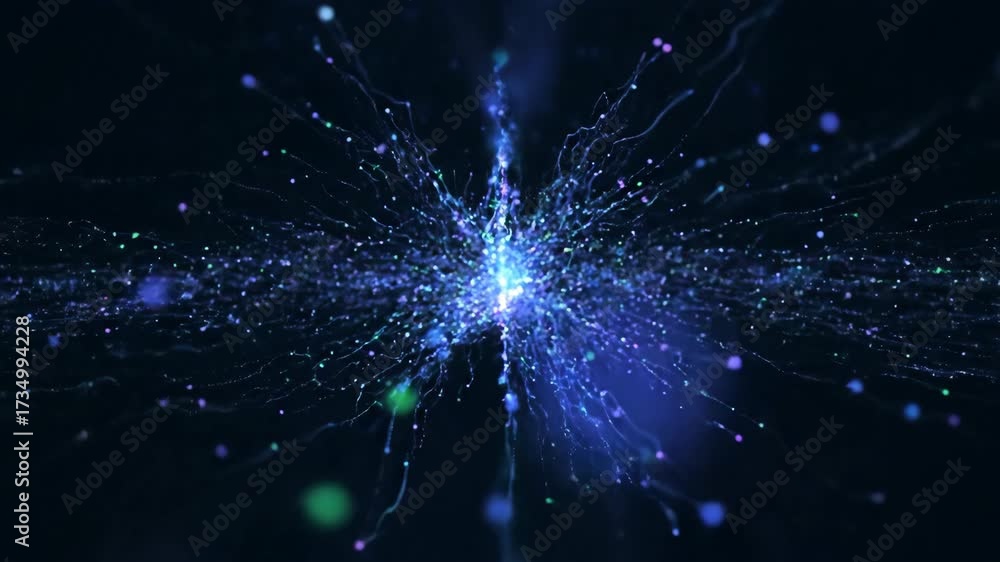 Canvas Prints abstract slow motion shot of glowing, intertwined light particles moving through a dark, empty space