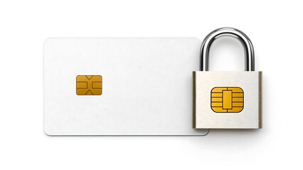 Credit card with security chip and padlock symbolizing online payment protection
