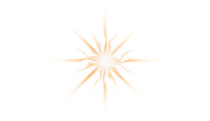 A bright orange starburst pattern with a white center on a black background symmetrical design on transparent background