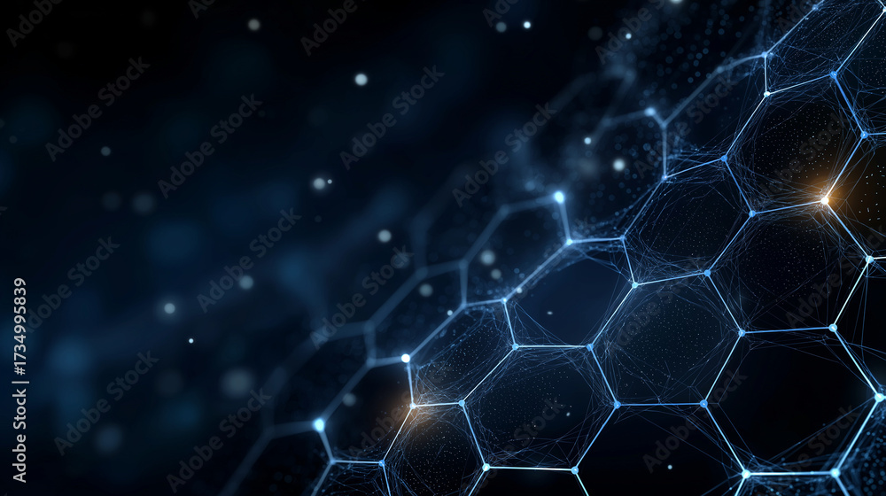 Wall mural cyber hexagon grid: a dynamic and immersive abstract digital artwork showcasing a network of interco