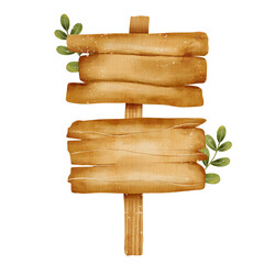 Watercolor Wooden Board Illustration