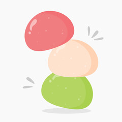 Cute mochi stack cartoon. Sweet dessert illustration. Can be used for sticker, wallpaper and food element