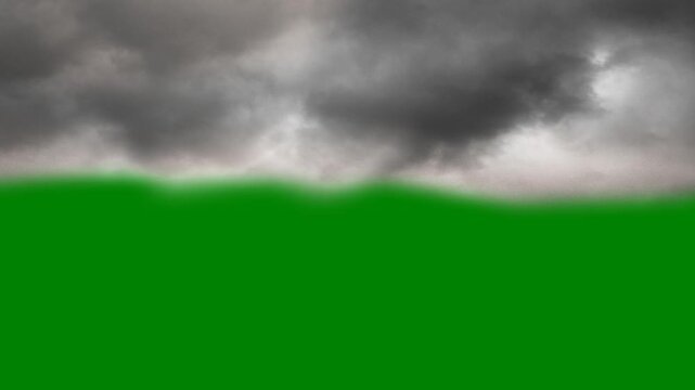 A green screen with dark clouds in the background and sky animated chromakey background gesture emotion expression layers colorful elements figure scene movement creative composition