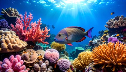 Fototapeta premium Vibrant coral reef scene underwater