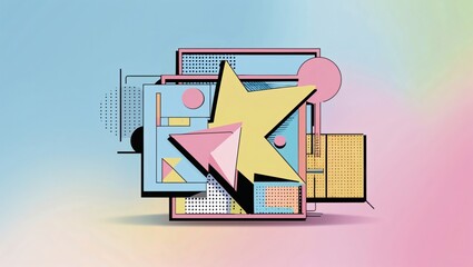 Soft pastel gradient background with geometric shapes and lines  