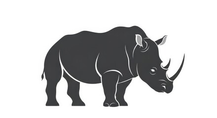 Fototapeta premium A detailed illustration of a rhinoceros in a side profile, showcasing its horn and body shape.